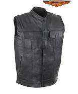 Motorcycle Club Vest With Gun Pockets On Both Sides Cowhide Leather Snap - $133.98 CAD+