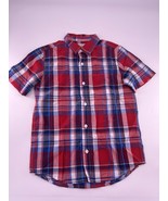 Old Navy Plaid Flannel Shirt Youth Boys Medium Blue Red White Classic Dr... - $15.67 CAD