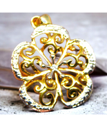 Minimalist Floral Pendant Charm Intricate Filigree Gold Silver Tone Extr... - £9.02 GBP