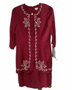 S L petites red  3/4 Sleeves embrodiery dress  Size 14 - £31.60 GBP