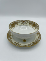 Vtg Noritake #175 Hand Painted Footed Gold Mayonnaise Bowl &amp; Underplate Bsh - £36.76 GBP