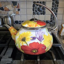 The Pioneer Woman Summer Garden Floral Enamel Tea Kettle Retired - $14.84