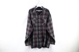 Vintage 90s Grunge Streetwear Mens 2XLT Double Pocket Plaid Board Button Shirt - £38.96 GBP