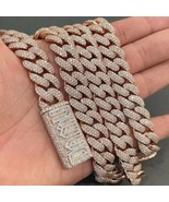 48 ct Created Diamond 14K Rose Gold Plated 20 mm Miami Cuban Link Neckla... - $1,987.25