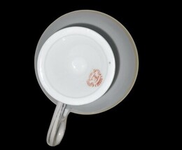 Vintage Porcelain Teacup Trio Syracuse China E&R Bavaria Gold Trim Footed Cups image 7