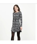 Banana Republic Black Marled Static Knit Drop Waist Flounce Shift Dress ... - $317.83 MXN
