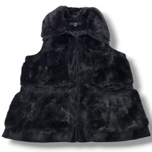 RLZ Vest Size Large Women&#39;s Faux Fur Vest Black Sleeveless Vest Jacket P... - $39.59