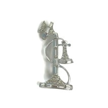Vintage Mid Century Candlestick Telephone Rhinestone Pin Brooch Costume ... - $9.86