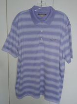 GREG NORMAN PLAY DRI MEN&#39;S SS PURPLE STRIPED POLYESTER POLO SHIRT-L-NWOT... - $335.33 MXN