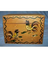 Vintage Hand-Painted Woodpecker Wood Ware Rooster Recipe Box-Japan - $13.55