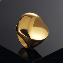 2021 New Fashion Gold Large Rings for Women Party Jewelry Big Heart Cocktail Rin - £17.83 GBP