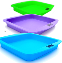 Deep Dish Container Tray Bulk Assorted Colors Silicone Set of 3 NEW - $37.45