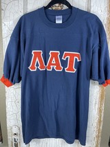 Vintage Style Fraternity Pledge Ringer Shirt Mens Size Large Greek Letters - £11.93 GBP