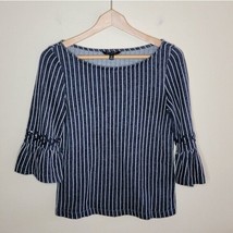 Banana Republic | Navy Striped Jeweled Bell Sleeve Top, womens size XS - £17.01 GBP