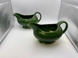 Pair of Vintage Homer Laughlin Fiestaware FIESTA FOREST GREEN Gravy Sauc... - $59.99