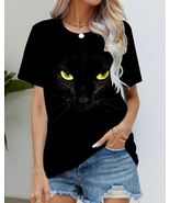 Blouse Women&#39;s Black T Shirt Fashion Digital Print #01 - £28.22 GBP