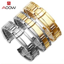 17mm 20mm Stainless Steel Strap Curved End Folding Buckle Men Metal Repl... - £23.22 GBP+