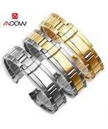 17mm 20mm Stainless Steel Strap Curved End Folding Buckle Men Metal Repl... - £22.81 GBP+