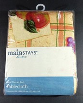 Mainstays Oval Fruit And Plaid Vinyl Tablecloth 60&quot; X 84&quot; - £11.33 GBP