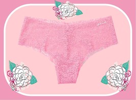 L  Flamingo Rose Pink NOSHOW All Lace Victorias Secret PINK Cheekster Panty - £8.68 GBP