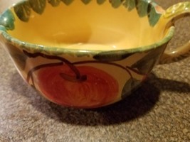 Stoneware ~ Gravy Boat ~ Handled Bowl ~ Made In Italy ~ Handpainted Fruit Design - £23.91 GBP
