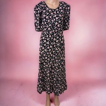 Jamie Brooke Dress Sz 22 24 Floral Black Vintage 90s Midi Cottage Short ... - £31.55 GBP