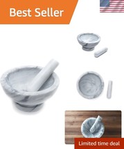 Textured Interior Marble Mortar and Pestle 8.25&quot; - Unmatched Grinding Re... - $92.99