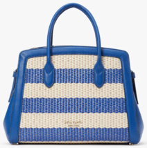 Kate Spade Knott Medium Satchel Blue &amp; White Leather &amp; Straw KB979 NWT $... - £116.36 GBP