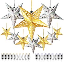 10 Pcs Christmas Paper Star Lantern Lampshade 3D Paper Star Hanging Decoration S - £30.04 GBP