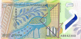 Macedonia P25,10 Denar, peacock mosaic /  Goddess Isida statute, POLYMER... - £1.22 GBP