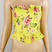 Urban Outfitters Pretty Summer  Strapless Yellow Floral Pullover Crop Top L - £17.11 GBP