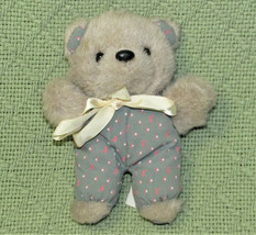 5&quot; Vintage Dan Dee Teddy Bear Grey Plush Stuffed Animal Cloth Jumper Pink Ducks - £8.63 GBP