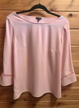 Euc Talbots Womens Top Pink Med Shirt Blouse Crocheted Lace Long Sleeve Side Zip - £15.56 GBP