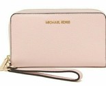 Michael Kors Jet Set Travel Phone Case Wallet Wristlet Pink Leather / Go... - $78.20