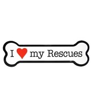 I (Heart) Love my Rescues Dog Bone shaped Car Fridge Magnet 2&quot;x7&quot; Suppor... - $5.99