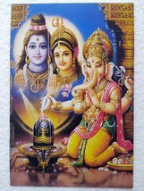 Lord Shiva Parvati Ganesh Hindu Gods Religious Post Card Postcards Hinduism - $7.91