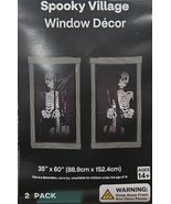 Spooky Village skeleton window decor 35in x 60 in 2Pack - $364.28 MXN