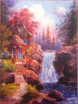 SunsOut Dennis Lewan Tranquility Falls 1000 pc Jigsaw Puzzle Autumn Red ... - $18.80