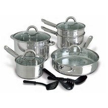 12-Piece Stainless Steel Cookware Set with Tempered Glass Lids - $250.77