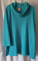Ruby Rd. Women Plus Size Teal 3X Pullover Sweater Baggy Neck Long Sleeve... - $20.52 CAD