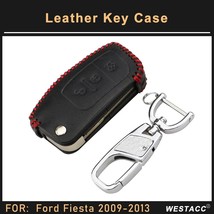 Leather Car Folding Flip Key Cover Case Bag  Protector Keychain for  Fiesta MK7  - £72.26 GBP