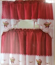 3pc Printed Curtains Set: 2 Tiers(30&quot;x36&quot;) &amp; Swag(60&quot;x36&quot;)FAT CHEF W/CHICKEN,HG - £17.39 GBP