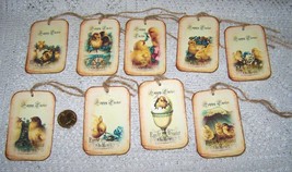 9 Pcs Vintage Chick Gift Vintage Linen Hang Tags #MNSD - £11.99 GBP