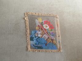 Girl with a flower hat, vintage handmade tapestry, gobelin needlepoint, ... - $25.00