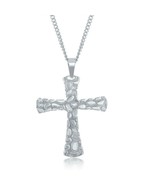 iJewelry2 Stainless Steel Pebbled Cross Pendant Biker Curb Chain Necklace - $64.95 CAD