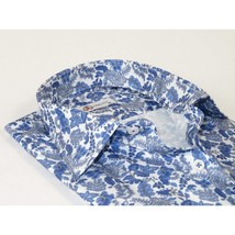 Men's EMILIO CERUTTI Sport Shirt 100% Cotton #EMC6 Multi Blue Floral image 2