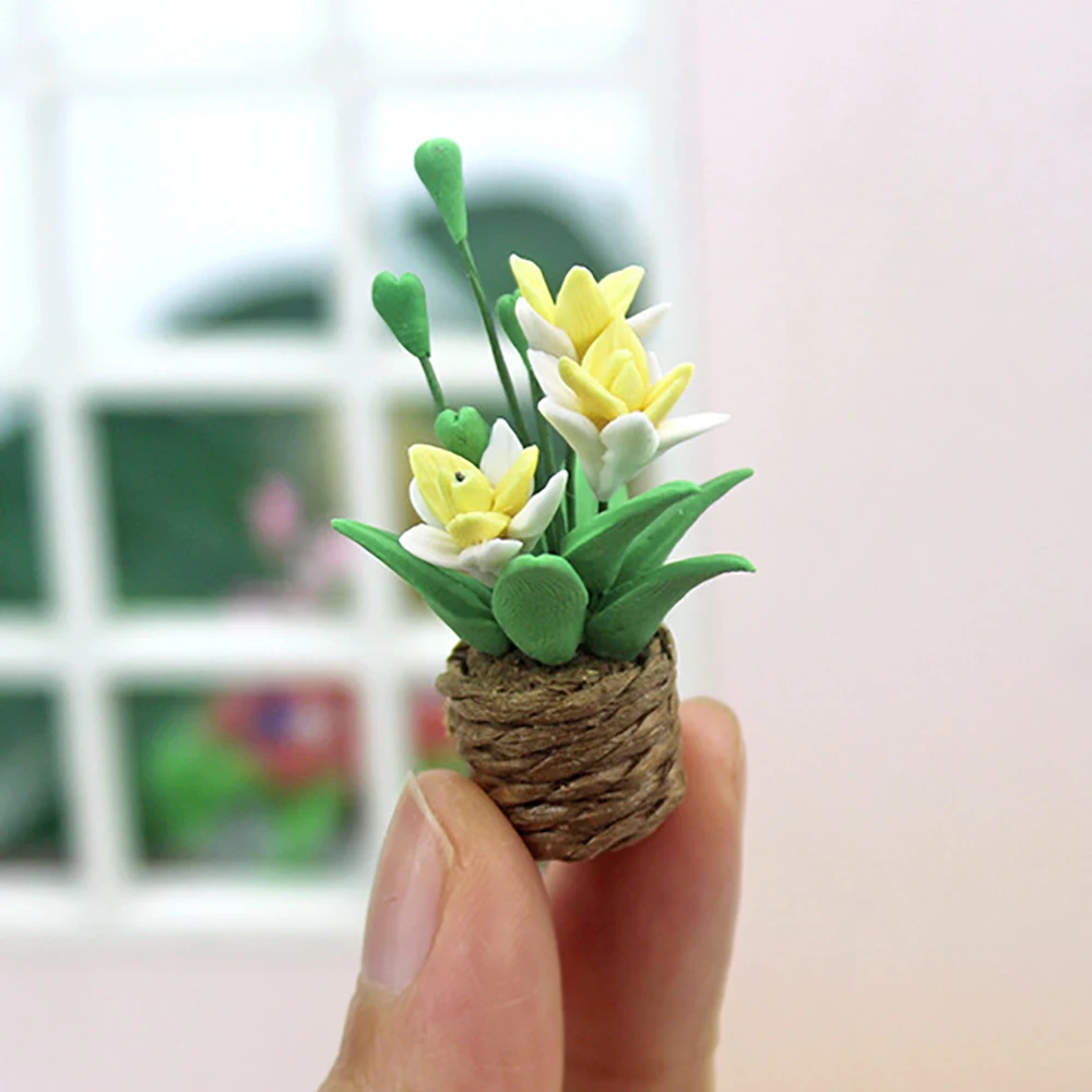 1/12 Doll House Miniature Orchid Potted Plant Simulation Flower Model for Mini - £12.32 GBP