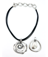 Premier Designs Matte Silver Swirl Convertible Toggle Necklace Two Pendants - $35.64