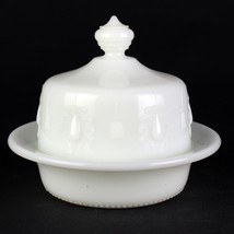 Greentown Teardrop and Tassel Whte Covered Butter Dish, Antique Glass 5.... - $75.00