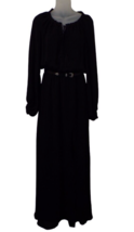 MNG SUIT Mango Black Maxi 100% Belted, Lined Dress Size XS - S Vacation ... - $49.44